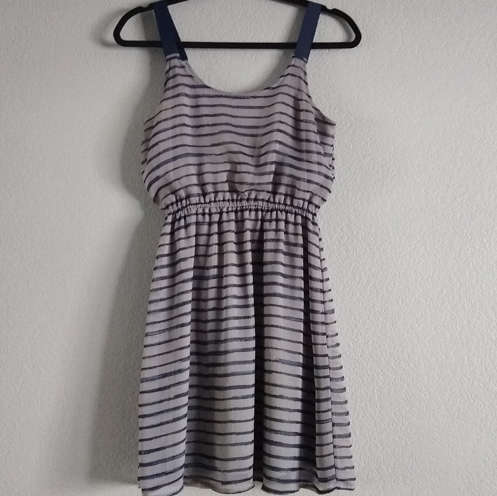 Grey & Blue Striped Dress